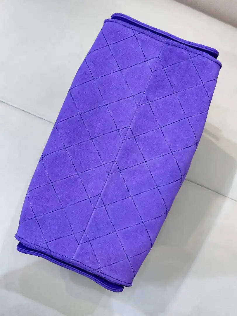 Chanel AS5293 Small Hobo Suede & Gold-Tone Metal Purple Blue