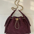 Chanel AS5293 Small Hobo Suede Wine Red
