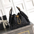 Chanel AS5293 Small Hobo Tweed & Gold-Tone Metal Black