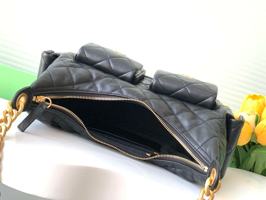 Chanel AS5302 Hobo Shiny Lambskin & Gold-Tone Metal Black