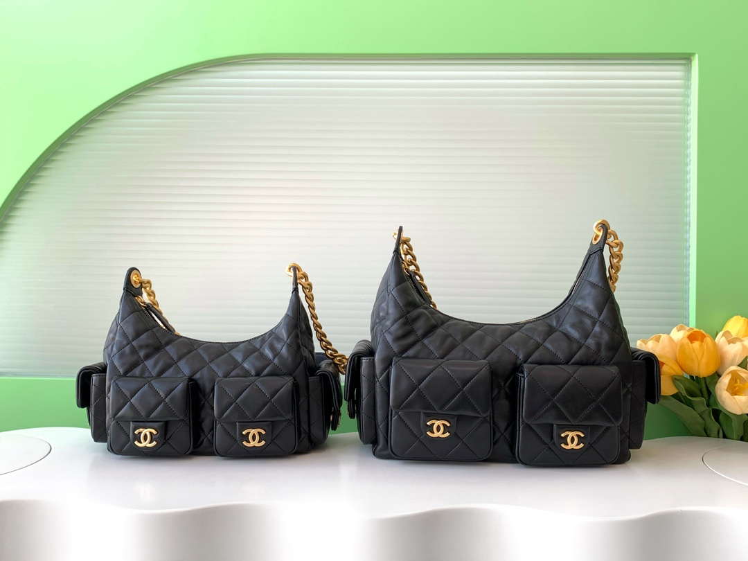 Chanel AS5302 Hobo Shiny Lambskin & Gold-Tone Metal Black - Default Title - View 10