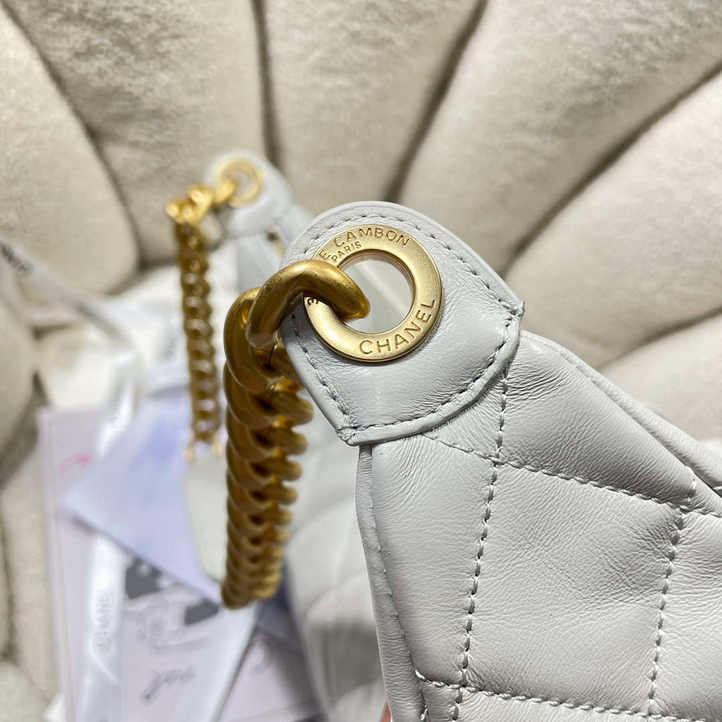 Chanel AS5302 Hobo Shiny Lambskin & Gold-Tone Metal Gray