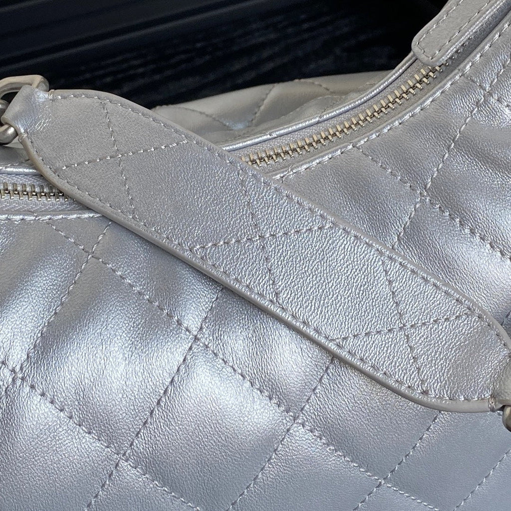 Chanel AS5302 Hobo Shiny Lambskin & Silver-Tone Metal Silver