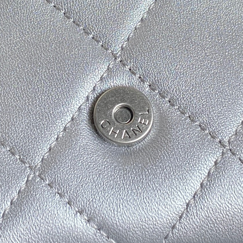 Chanel AS5302 Hobo Shiny Lambskin & Silver-Tone Metal Silver - Default Title - View 6
