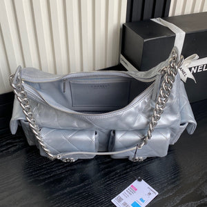Chanel AS5302 Hobo Shiny Lambskin & Silver-Tone Metal Silver - Default Title - View 8