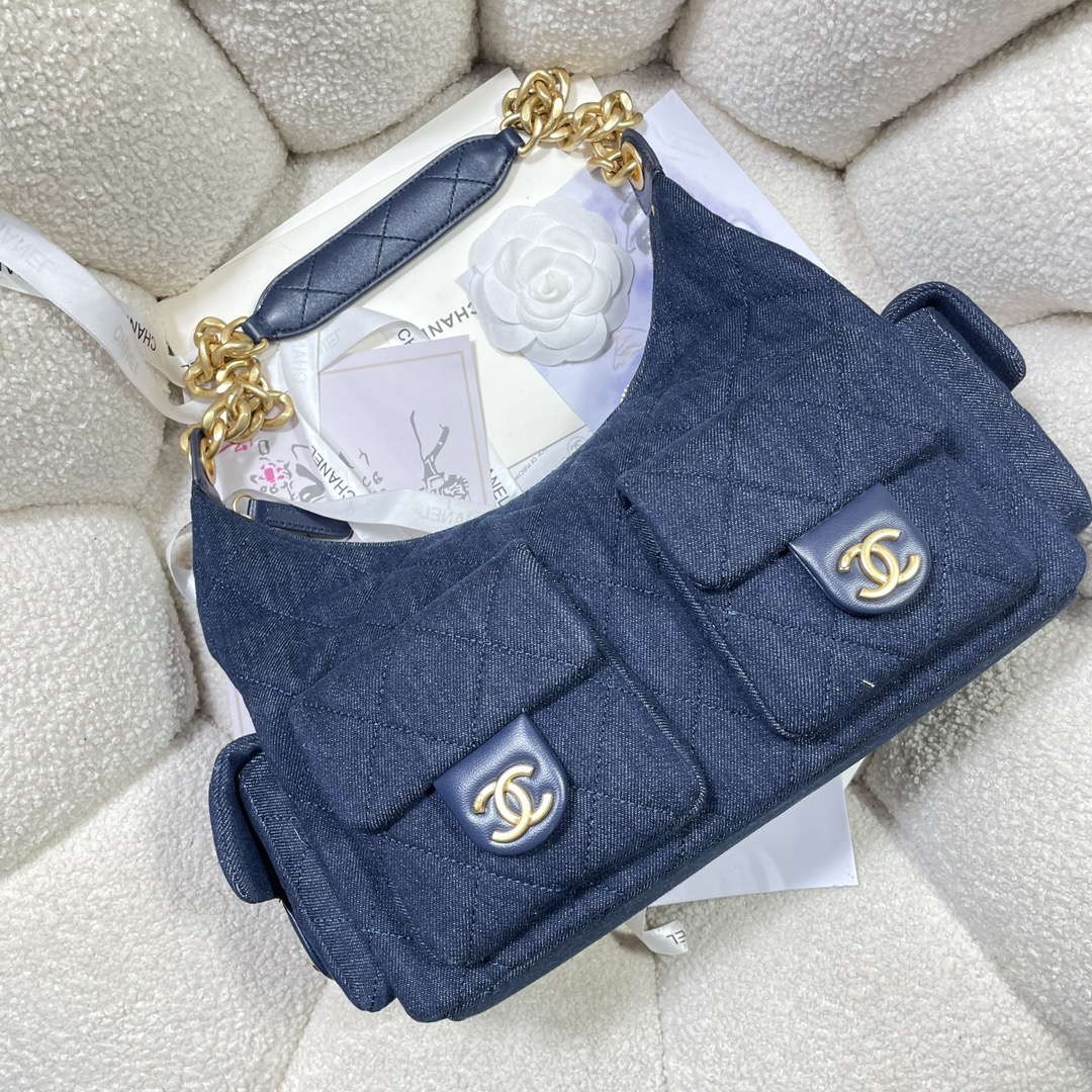 Chanel AS5302 Hobo Shiny  Denim & Gold-Tone Metal Dark blue - Default Title - View 4