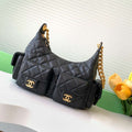 Chanel AS5339 Small Hobo Shiny Lambskin & Gold-Tone Metal Black - Default Title - View 1