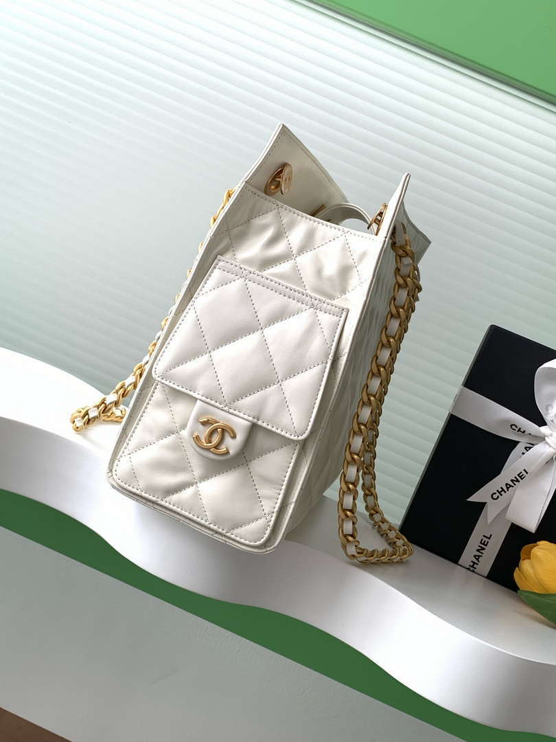 Chanel AS5303 Hobo Lambskin & Gold-Tone Metal White - Default Title - View 2