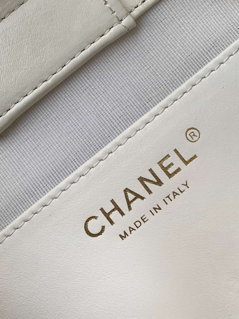 Chanel AS5303 Hobo Lambskin & Gold-Tone Metal White