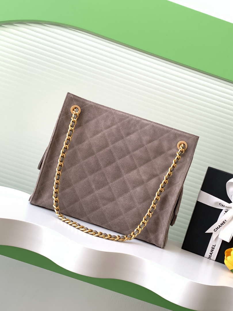 Chanel AS5303 Hobo Suede & Gold-Tone Metal Gray - Default Title - View 3