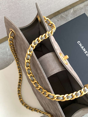 Chanel AS5303 Hobo Suede & Gold-Tone Metal Gray - Default Title - View 7