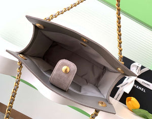 Chanel AS5303 Hobo Suede & Gold-Tone Metal Gray - Default Title - View 8