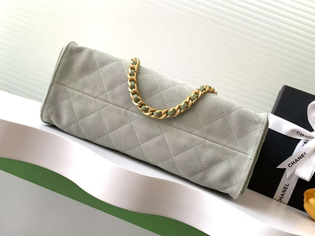 Chanel AS5303 Hobo Suede & Gold-Tone Metal Light Green - Default Title - View 4