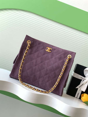 Chanel AS5303 Hobo Suede & Gold-Tone Metal Light Purple - Default Title - View 1