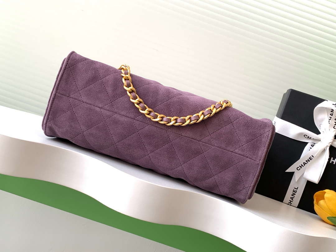 Chanel AS5303 Hobo Suede & Gold-Tone Metal Light Purple - Default Title - View 5