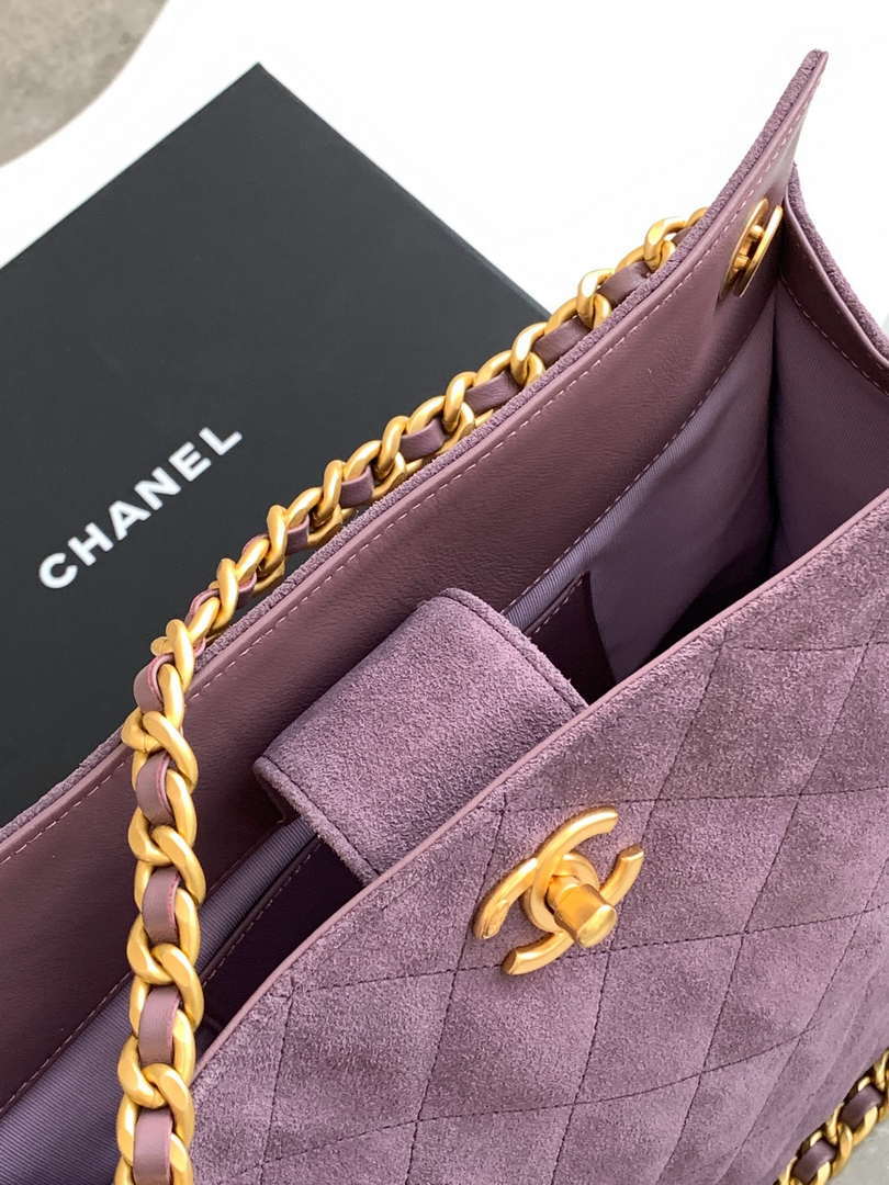 Chanel AS5303 Hobo Suede & Gold-Tone Metal Light Purple - Default Title - View 8