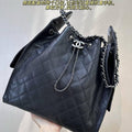 Chanel AS5311 Hobo Bag Black Calfskin & Silver Metal