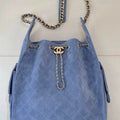 Chanel AS5311 Hobo Bag Suede & Gold Metal Blue