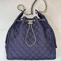 Chanel AS5311 Hobo Bag Canvas & Gold Metal Black
