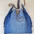 Chanel AS5311 Hobo Bag Canvas & Gold Metal Light denim blue