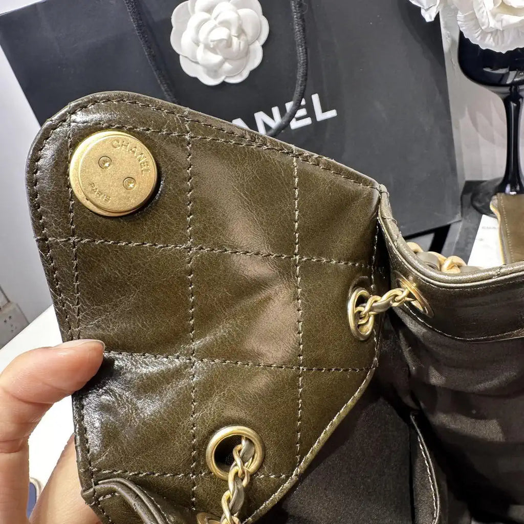 Chanel AS5311 Hobo Bag Lambskin & Gold-Tone Metal Dark Green