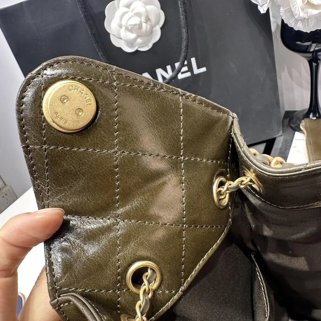 Chanel AS5311 Hobo Bag Lambskin & Gold-Tone Metal Dark Green