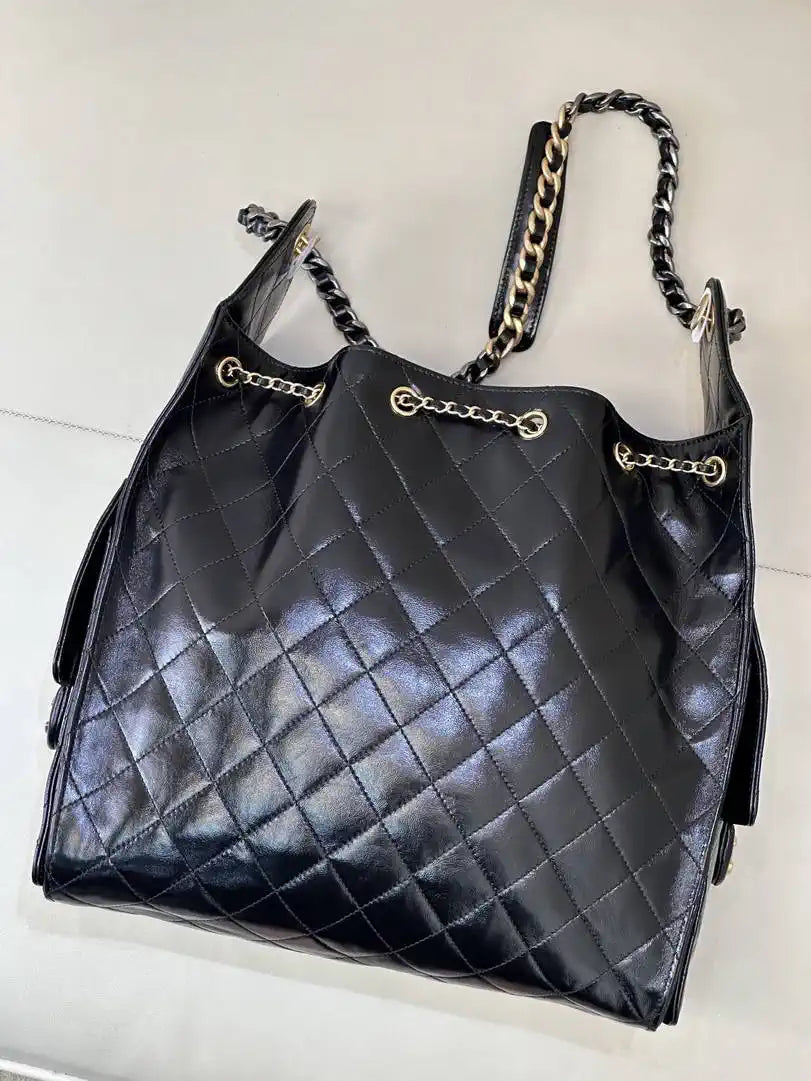 Chanel AS5311 Hobo Bag Lambskin & Silver Gold-Tone Metal Black