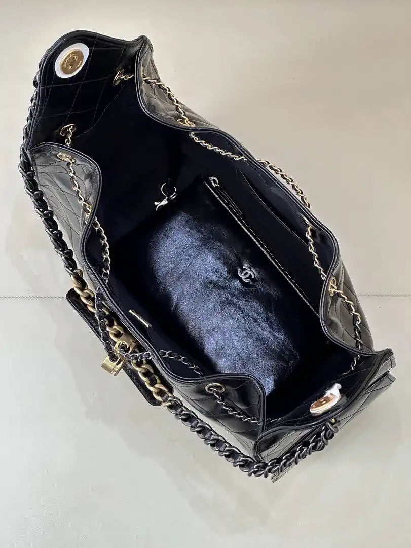 Chanel AS5311 Hobo Bag Lambskin & Silver Gold-Tone Metal Black
