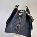 Chanel AS5311 Large Hobo  Denim canvas  & Gold-Tone Metal Black