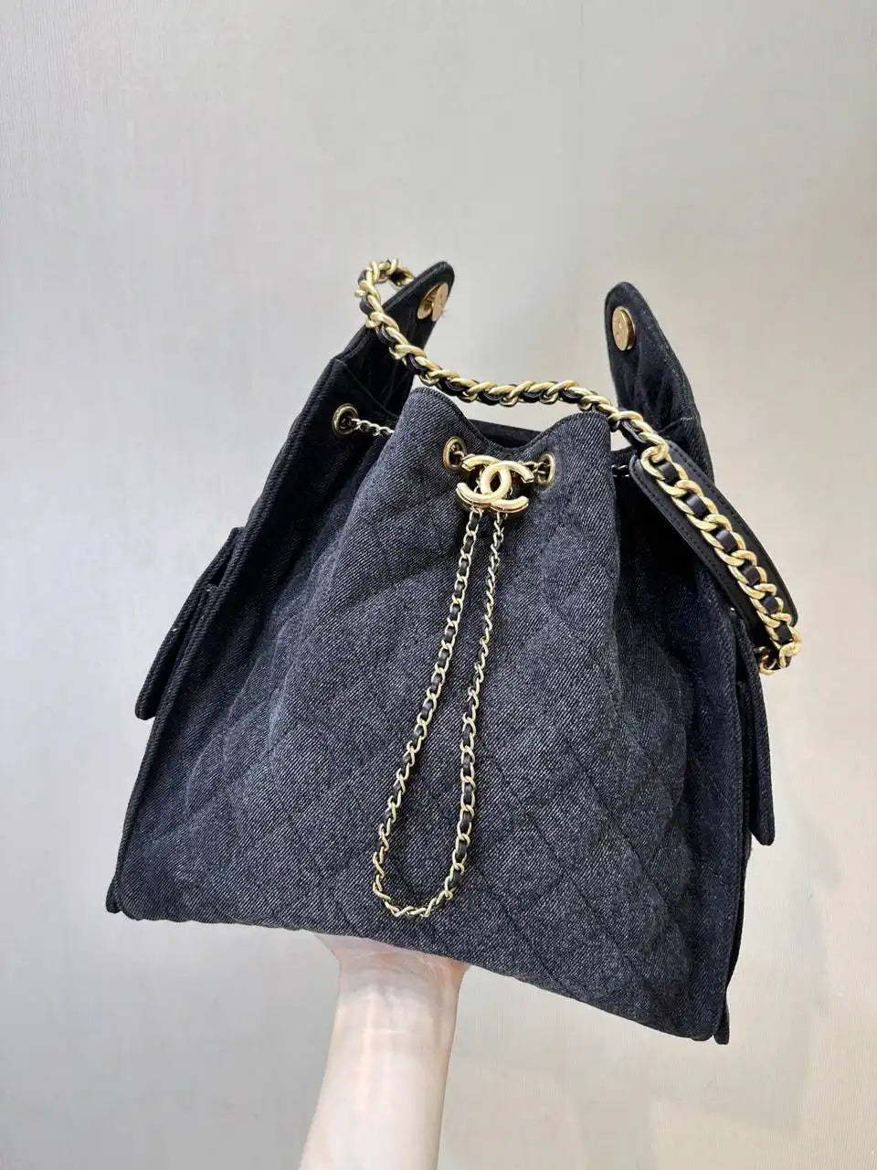 Chanel AS5311 Large Hobo  Denim canvas  & Gold-Tone Metal Black