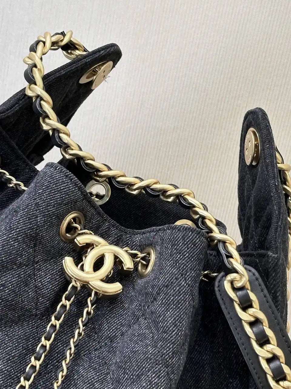 Chanel AS5311 Large Hobo  Denim canvas  & Gold-Tone Metal Black
