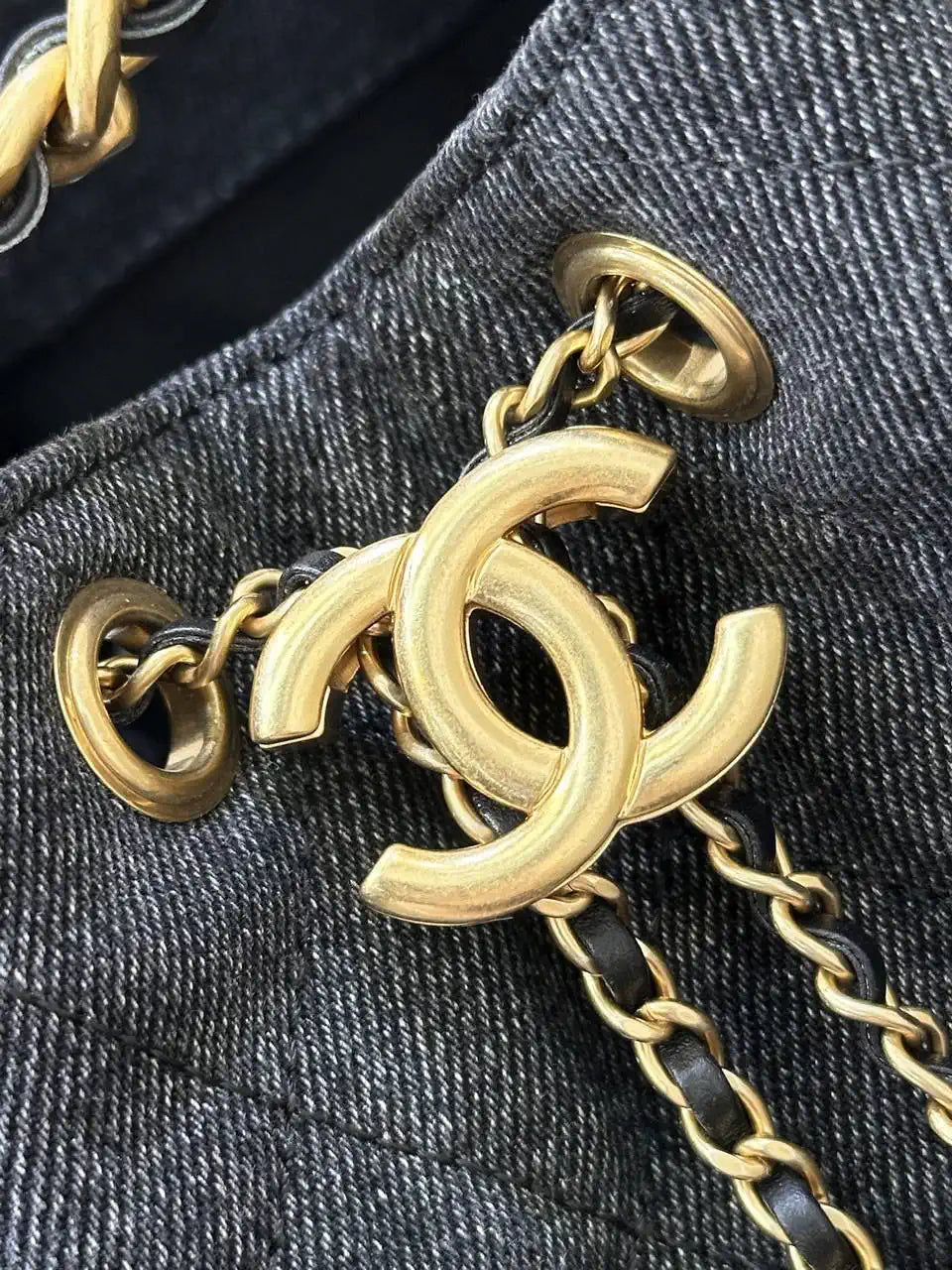 Chanel AS5311 Large Hobo  Denim canvas  & Gold-Tone Metal Black