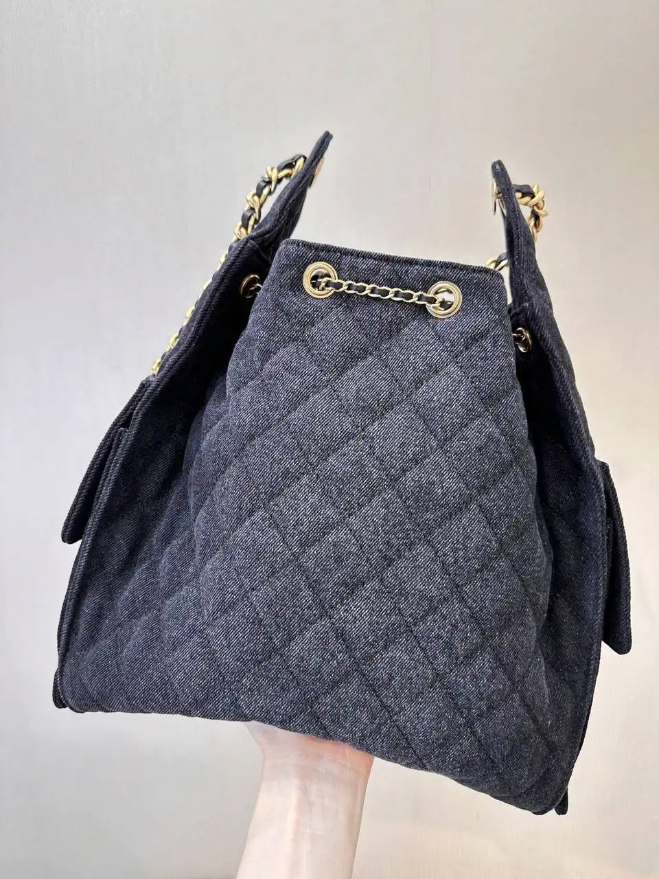Chanel AS5311 Large Hobo  Denim canvas  & Gold-Tone Metal Black