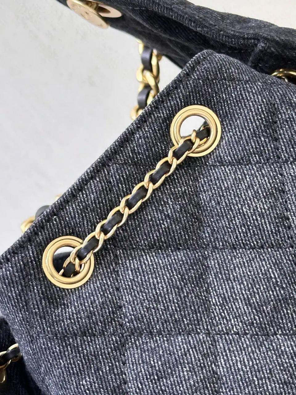Chanel AS5311 Large Hobo  Denim canvas  & Gold-Tone Metal Black