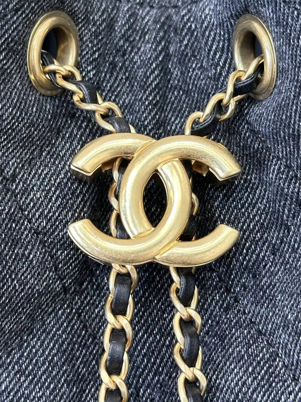 Chanel AS5311 Large Hobo  Denim canvas  & Gold-Tone Metal Black