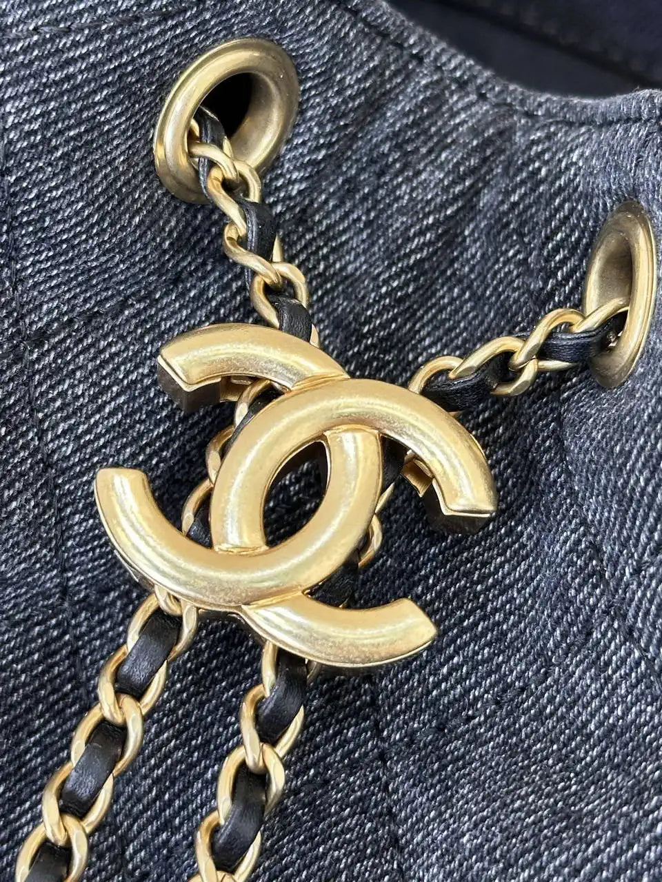 Chanel AS5311 Large Hobo  Denim canvas  & Gold-Tone Metal Black