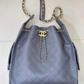 Chanel AS5311 Large Hobo Shiny Calfskin & Gold-Tone Metal Gray
