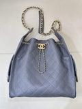 Chanel AS5311 Large Hobo Shiny Calfskin & Gold-Tone Metal Gray