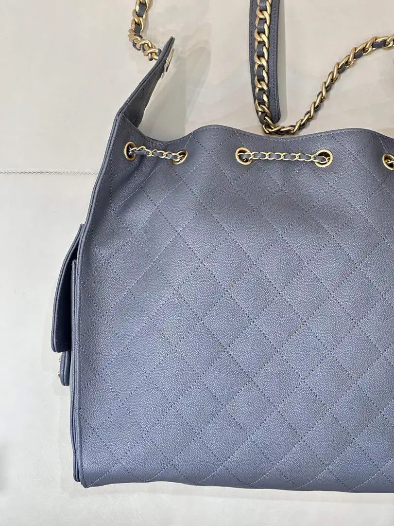Chanel AS5311 Large Hobo Shiny Calfskin & Gold-Tone Metal Gray
