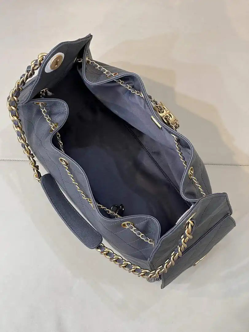 Chanel AS5311 Large Hobo Shiny Calfskin & Gold-Tone Metal Gray