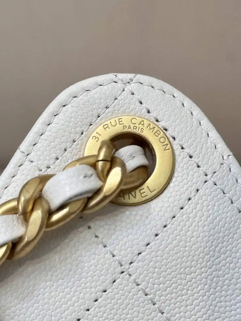 Chanel AS5311 Large Hobo Shiny Calfskin & Gold-Tone Metal White