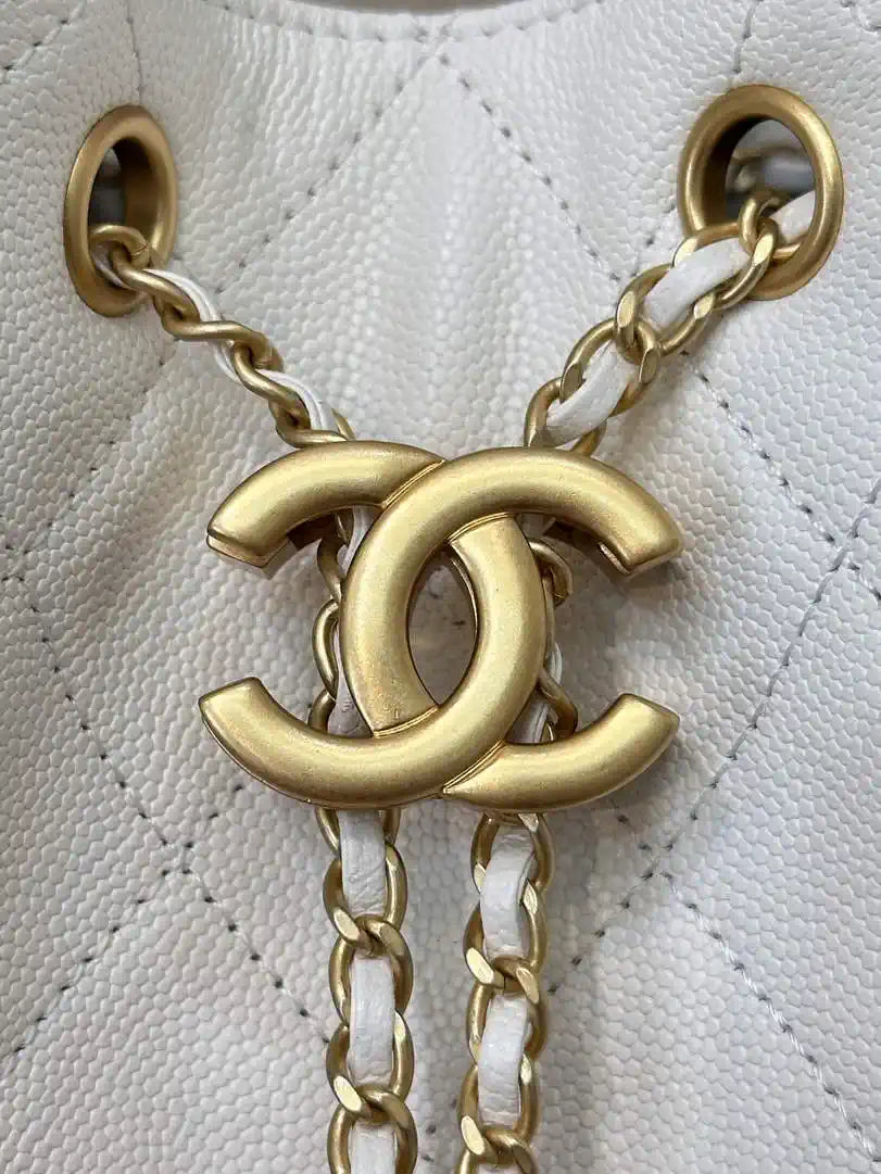 Chanel AS5311 Large Hobo Shiny Calfskin & Gold-Tone Metal White
