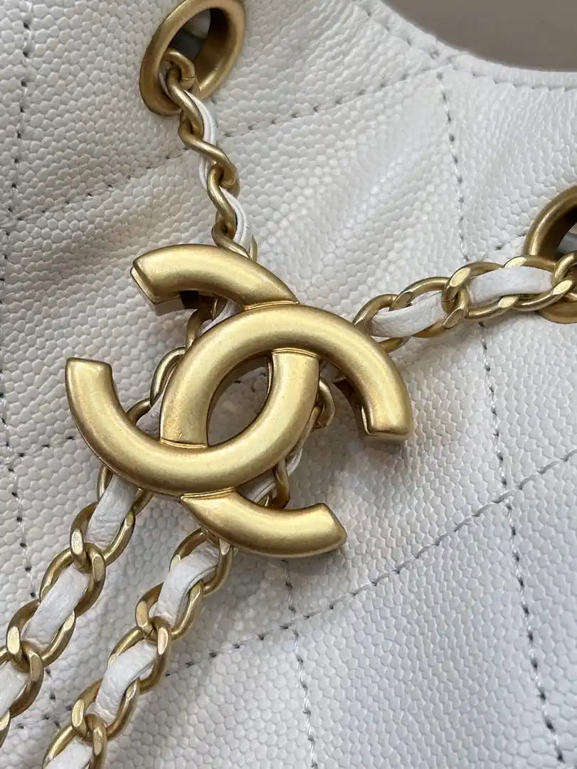 Chanel AS5311 Large Hobo Shiny Calfskin & Gold-Tone Metal White