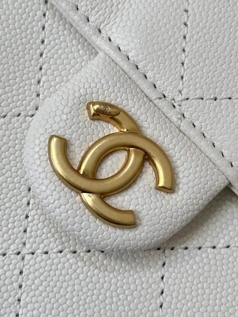 Chanel AS5311 Large Hobo Shiny Calfskin & Gold-Tone Metal White
