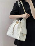 Chanel AS5311 Large Hobo Shiny Calfskin & Gold-Tone Metal White
