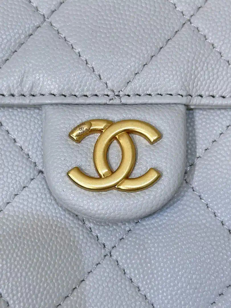 Chanel AS5311 Large Hobo Shiny Calfskin & Gold-Tone Metal Light Gray