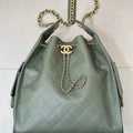 Chanel AS5311 Large Hobo Shiny Calfskin & Gold-Tone Metal Green