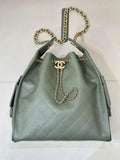 Chanel AS5311 Large Hobo Shiny Calfskin & Gold-Tone Metal Green
