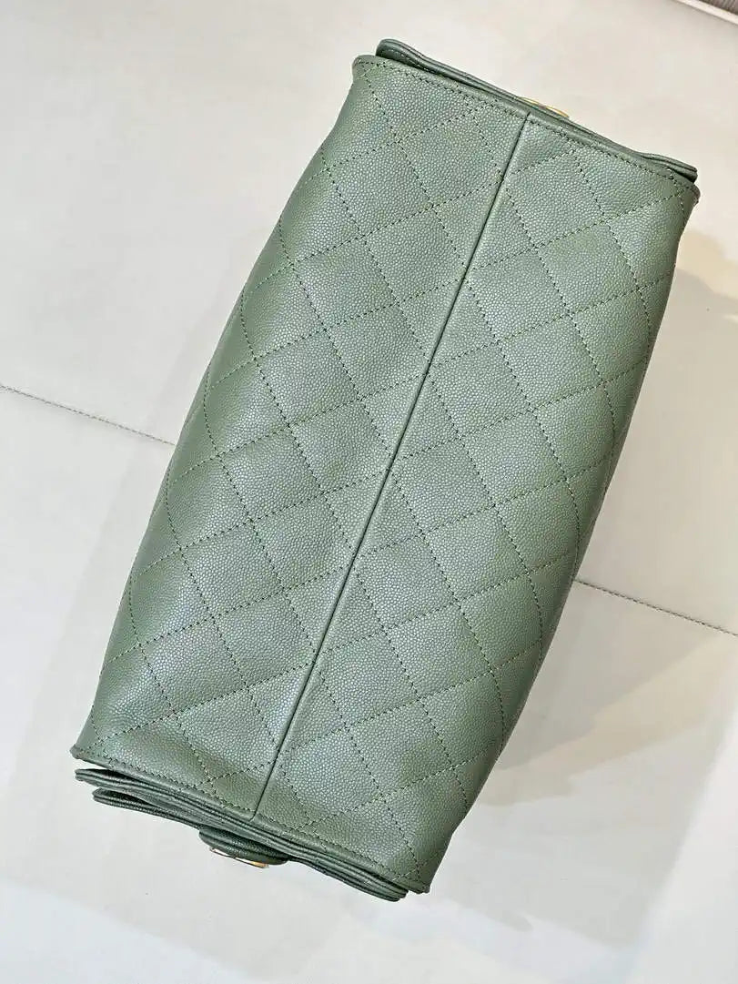 Chanel AS5311 Large Hobo Shiny Calfskin & Gold-Tone Metal Green