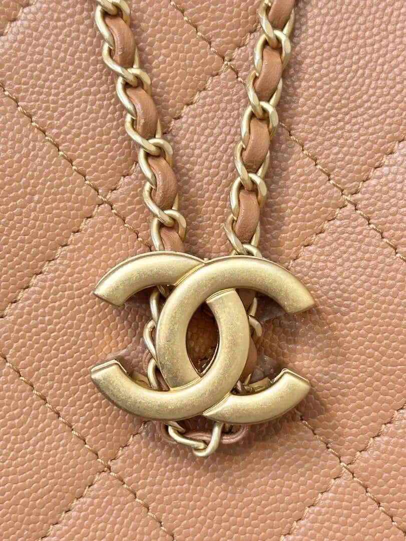 Chanel AS5311 Large Hobo Shiny Calfskin & Gold-Tone Metal Brown